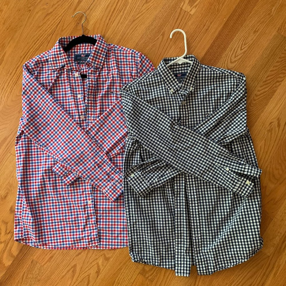 Vineyard Vines Red and Blue Checkered Kids Button Down Shirts